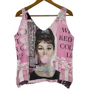 NWT Breakfast At Tiffany’s Knit Tank *L Audrey Hepburn Classic Graphic Print